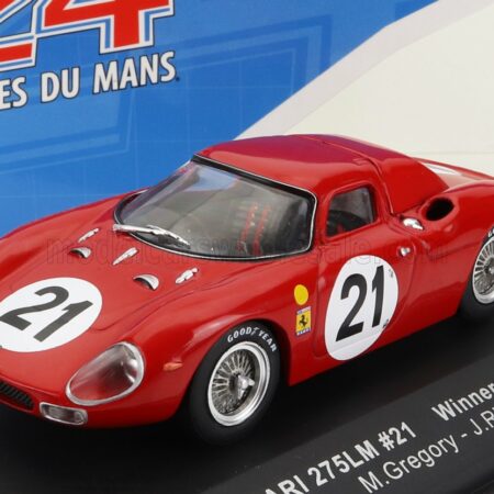 IXO-MODELS 1/43 FERRARI | 250LM 3.3L V12 ch. n5893 TEAM N.A.R.T. NORTH AMERICAN RACING N 21 WINNER 24h LE MANS 1965 JOCHEN RINDT - MASTEN GREGORY | RED