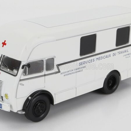 EDICOLA 1/43 BERLIET | GLA 5 TRUCK FOURGON INTEGRAL SURELEVE SERVICE MEDICAUX DU TRAVAIL AMBULANCE 2-ASSI 1961 | WHITE