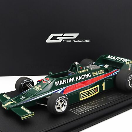 GP-REPLICAS 1/18 LOTUS | LOTUS TYPE 80 MARTINI RACING N 1 TEST MONACO GP MONTECARLO (WITH FRONT WINGS) 1979 MARIO ANDRETTI | GREEN RED