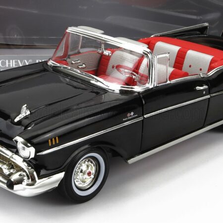 AUTOWORLD 1/18 CHEVROLET | BEL AIR CABRIOLET - SPIDER 1955 - 007 JAMES BOND - Dr. NO  - LICENZA DI UCCIDERE | BLACK