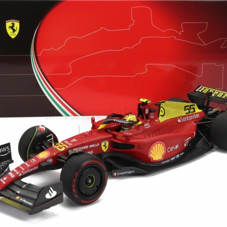 BBR-MODELS 1/18 FERRARI | F1-75 TEAM SCUDERIA FERRARI N 55 4th MONZA ITALY GP 2022 CARLOS SAINZ | RED YELLOW