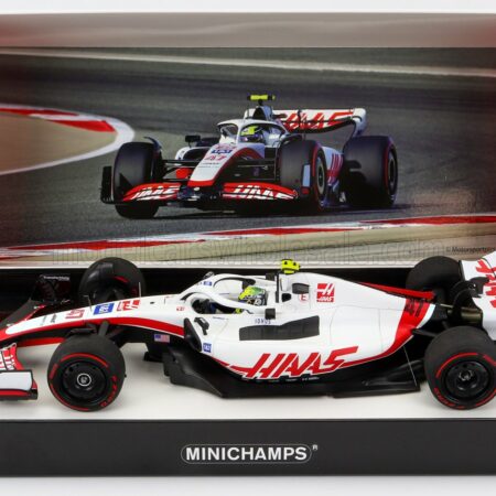 MINICHAMPS 1/18 HAAS | F1  VF-22 FERRARI TEAM HAAS N 47 11th BAHRAIN GP 2022 MICK SCHUMACHER | WHITE BLACK RED