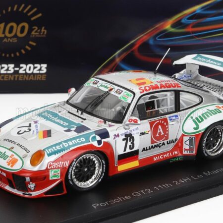 SPARK-MODEL 1/43 PORSCHE | 911 993 GT2 3.6L TURBO TEAM ROOCK RACING N 73 24h LE MANS 1997 M.MELLO-BREYNER - P.BELLO-BREYNER - T.MELLO-BREYNER | WHITE BLUE RED