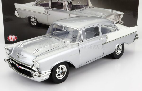 ACME-MODELS 1/18 CHEVROLET | BEL AIR CUSTOM STREET STRIP 1957 | SILVER WHITE