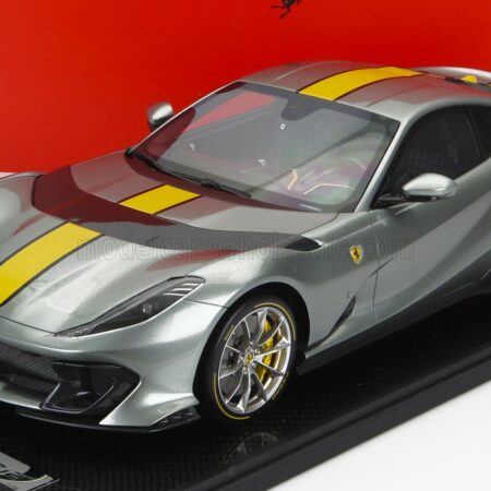 BBR-MODELS 1/12 FERRARI | 812 COMPETIZIONE 2021 - CON VETRINA - WITH SHOWCASE | GRIGIO COBURN - GREY MET YELLOW