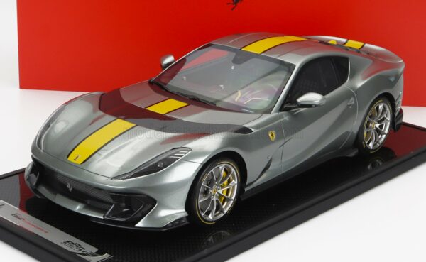 BBR-MODELS 1/12 FERRARI | 812 COMPETIZIONE 2021 - CON VETRINA - WITH SHOWCASE | GRIGIO COBURN - GREY MET YELLOW