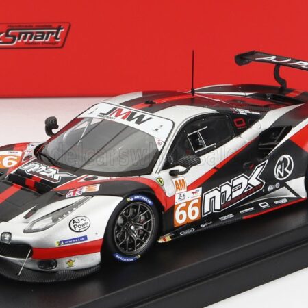 LOOKSMART 1/43 FERRARI | 488 GTE EVO 3.9L TURBO V8 TEAM JMW MOTORTSPORT N 66 24h LE MANS 2022 R.VAN DER ZANDE - M.KVAMME - J.HART | SILVER BLACK RED