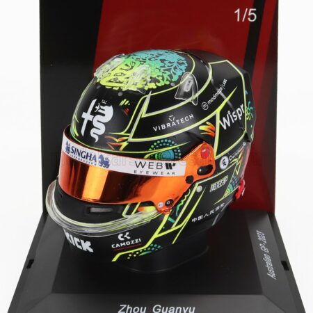 SPARK-MODEL 1/5 BELL HELMET | F1  CASCO HELMET 2023 ALFA ROMEO C43 TEAM STAKE N 24 AUSTRALIAN GP 2023 GUANYU ZHOU | BLACK YELLOW