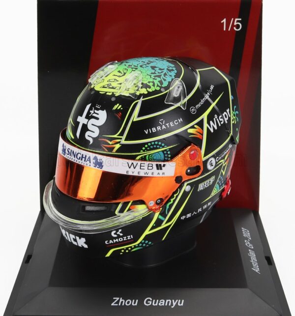 SPARK-MODEL 1/5 BELL HELMET | F1  CASCO HELMET 2023 ALFA ROMEO C43 TEAM STAKE N 24 AUSTRALIAN GP 2023 GUANYU ZHOU | BLACK YELLOW