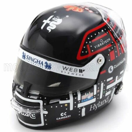 SPARK-MODEL 1/5 BELL HELMET | F1  CASCO HELMET ALFA ROMEO C43 TEAM STAKE N 77 MONACO GP 2023 VALTTERI BOTTAS | BLACK WHITE ORANGE