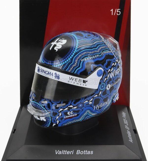 SPARK-MODEL 1/5 BELL HELMET | F1  CASCO HELMET ALFA ROMEO C43 TEAM STAKE N 77 AUSTRALIAN GP 2023 VALTTERI BOTTAS | 2 TONE BLUE BLACK