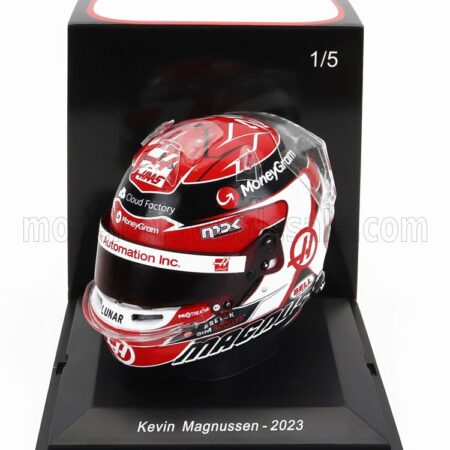 SPARK-MODEL 1/5 BELL HELMET | F1  CASCO HELMET HAAS FW23 TEAM MONEYGRAM HAAS N 20 SEASON 2023 KEVIN MAGNUSSEN | RED WHITE BLACK