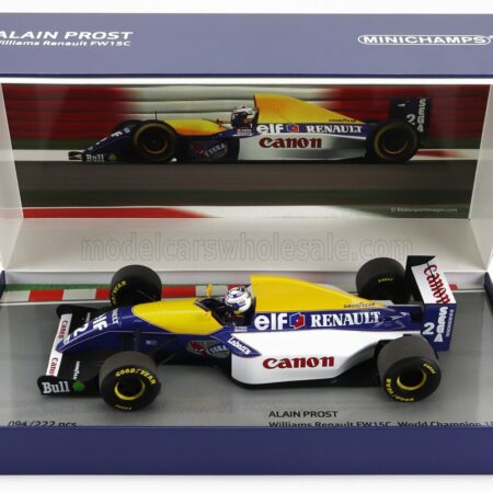 MINICHAMPS 1/18 WILLIAMS | F1  RENAULT FW15 TEAM WILLIAMS CANON N 2 WORLD CHAMPION SEASON 1993 ALAIN PROST | BLUE YELLOW WHITE