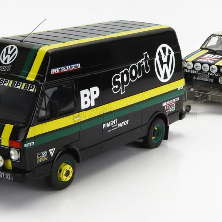 OTTO-MOBILE 1/18 VOLKSWAGEN | RALLY SET - VOLKSWAGEN LT35 VAN + TRAILER + GOLF GTi MKI Gr.2 TEAM BP RACING VOLKSWAGEN SPORT N 10 RALLY TOUR DE FRANCE AUTOMOBILE 1981 J.PANCIATICI - P.THINNES | BLACK YELLOW GREEN