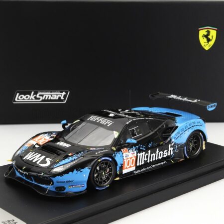 LOOKSMART 1/43 FERRARI | 488 GTE EVO 3.9L TURBO V8 TEAM WALKENHORST MOTORSPORT N 100 24h LE MANS 2023 CHANDLER HULL - ANDREW HARYANTO - JEFF SEGAL | BLUE BLACK