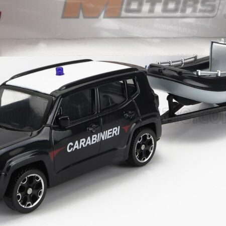 MONDOMOTORS 1/43 JEEP | RENEGADE CARABINIERI CON CARRELLO E GOMMONE 2017 - TRAILER AND MOTORBOAT | BLUE