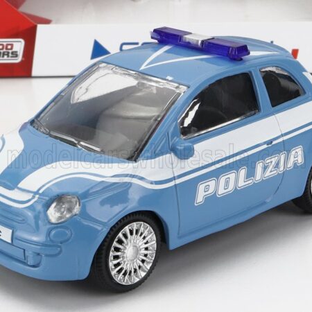 MONDOMOTORS 1/43 FIAT | NUOVA 500 POLIZIA 2007 | LIGHT BLUE WHITE