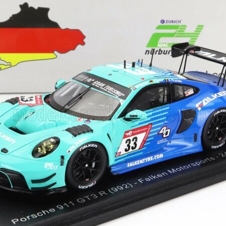 SPARK-MODEL 1/43 PORSCHE | 911 992 GT3 R TEAM FALKEN MOTORSPORTS N 33 24h NURBURGRING 2023 K.BACHLER - S.MULLER - A.PICARIELLO | GREEN BLUE