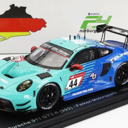 SPARK-MODEL 1/43 PORSCHE | 911 992 GT3 R TEAM FALKEN MOTORSPORTS N 44 10th 24h NURBURGRING 2023 J.ERIKSSON - T.HEINEMANN - N.MENZEL - M.RAGGINGER | GREEN BLUE