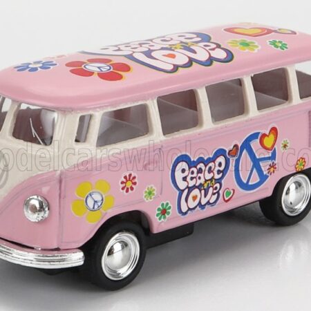 KINSMART 1/64 VOLKSWAGEN | T1 SAMBA MINIBUS FLOWER 1962 - WITHOUT BOX | PINK