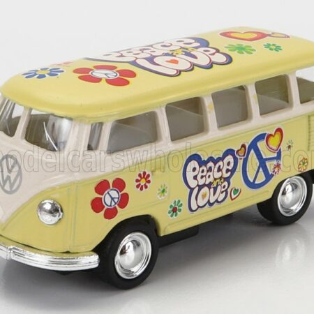 KINSMART 1/64 VOLKSWAGEN | T1 SAMBA MINIBUS FLOWER 1962 - WITHOUT BOX | YELLOW