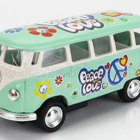 KINSMART 1/64 VOLKSWAGEN | T1 SAMBA MINIBUS FLOWER 1962 - WITHOUT BOX | LIGHT GREEN