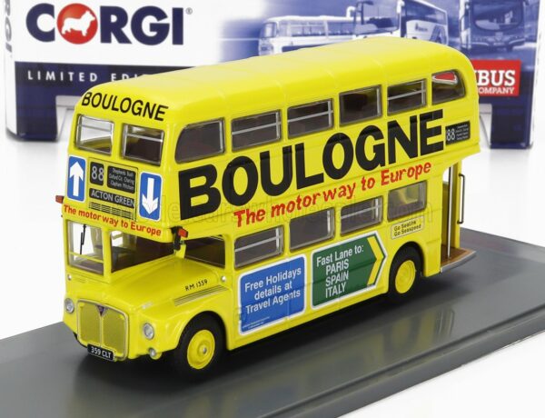 CORGI 1/76 AEC | TYPE RM AUTOBUS LONDON TRANSPORT BOULOGNE ROUTE 88 ACTION GREEN 1949 | YELLOW