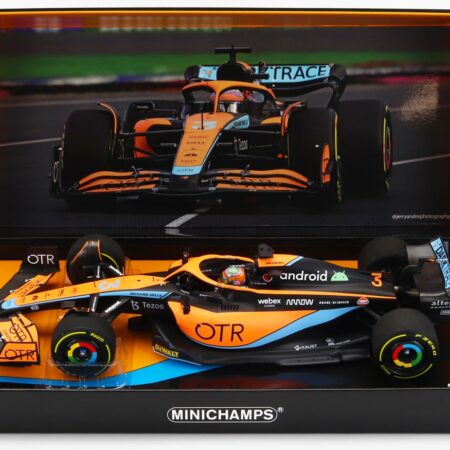 MINICHAMPS 1/18 McLAREN | F1  MCL36 MERCEDES TEAM MCLAREN N 3 AUSTRALIAN GP 2022 DANIEL RICCIARDO | ORANGE LIGHT BLUE