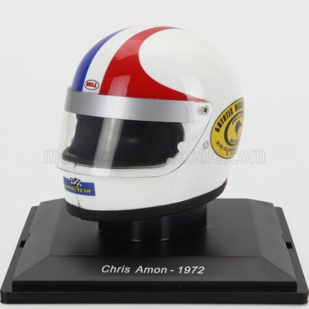 EDICOLA 1/5 HELMET | F1  CASCO - MATRA SIMCA MS120D N 9 SEASON 1972 CHRIS AMON | WHITE RED BLUE