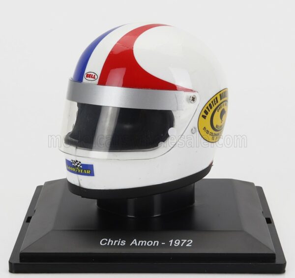 EDICOLA 1/5 HELMET | F1  CASCO - MATRA SIMCA MS120D N 9 SEASON 1972 CHRIS AMON | WHITE RED BLUE