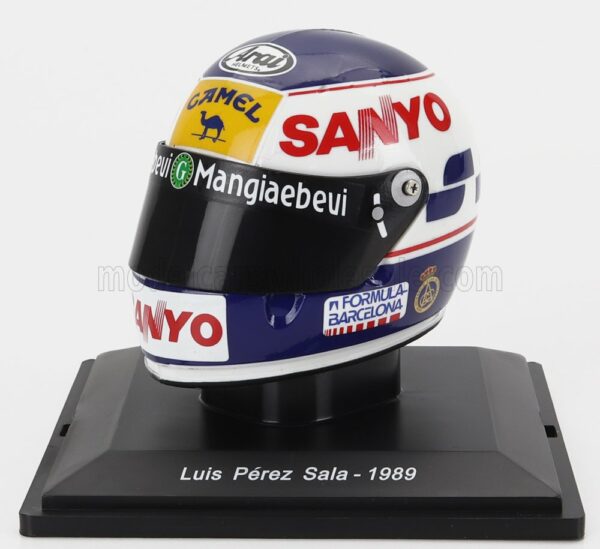 EDICOLA 1/5 HELMET | F1  CASCO - MINARDI M189 N 24 SEASON 1989 LUIS PEREZ SALA | WHITE BLUE YELLOW