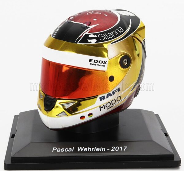 EDICOLA 1/5 HELMET | F1  CASCO - SAUBER C36 FERRARI N 94 SEASON 2017 PASCAL WEHRLEIN | GOLD RED BLUE