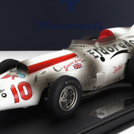 MASERATI MODELS 1/18 MASERATI | TIPO 420 M/58 ELDORADO N 10 500 MIGLIA MONZA (after race version) 1958 STIRLING MOSS - RALPH LIGUORI | WHITE