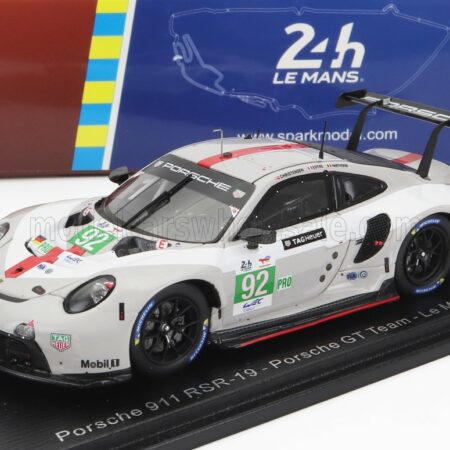 SPARK-MODEL 1/43 PORSCHE | 911 991-2 RSR-19 4.2L TEAM PORSCHE GT N 92 24h LE MANS 2022 MICHAEL CHRISTENSEN - KEVIN ESTRE - LAURENS VANTHOOR | WHITE GREY RED