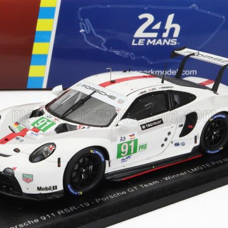 SPARK-MODEL 1/43 PORSCHE | 911 991-2 RSR-19 4.2L TEAM PORSCHE GT N 91 WINNER LMGTE PRO CLASS 24h LE MANS 2022 GIANMARIA BRUNI - RICHARD LIETZ - FREDERIC MAKOWIECKI | WHITE GREY RED