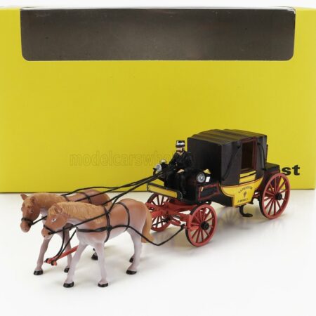 STARLINE MODELS 1/43 ACCESSORIES | DILIGENZA CON COCCHIERE E CAVALLI - CARROZZA 1850-1880 - POSTKUTSCHE LANDAUER WITH FIGURE AND HORSES | YELLOW BROWN RED