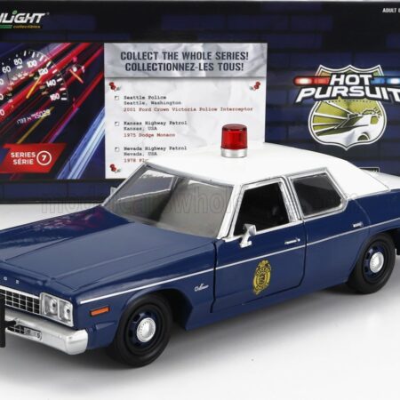 GREENLIGHT 1/24 DODGE | MONACO KANSAS HIGHWAY PATROL POLICE 1975 | BLUE WHITE