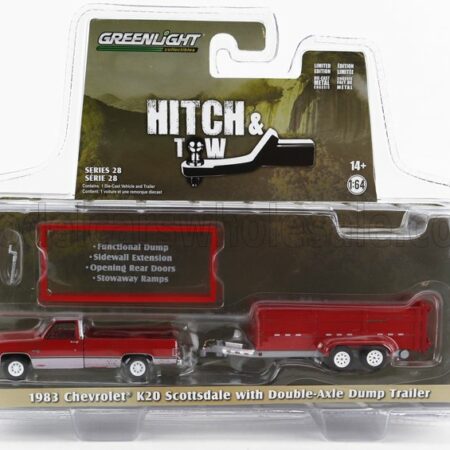 GREENLIGHT 1/64 CHEVROLET | K-20 PICK-UP SCOTTSDALE 1983 WITH TRAILER | RED