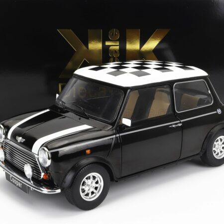 KK-SCALE 1/12 MINI | COOPER RHD 1992 WITH CHEQUERED FLAG | BLACK WHITE