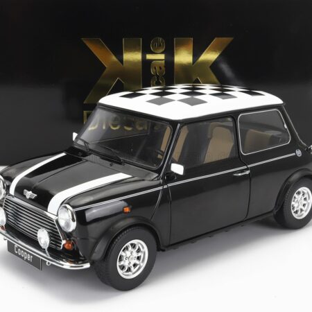 KK-SCALE 1/12 MINI | COOPER LHD 1992 WITH CHEQUERED FLAG | BLACK WHITE