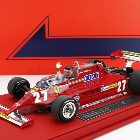 GP-REPLICAS 1/18 FERRARI | F1  126CK N 27 WINNER MONACO GP (with pilot figure) 1981 G.VILLENEUVE - CON VETRINA - WITH SHOWCASE | RED