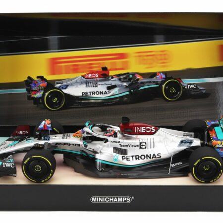 MINICHAMPS 1/18 MERCEDES GP | F1 W13E TEAM MERCEDES-AMG PETRONAS F1 N 63 5th MIAMI GP 2022 GEORGE RUSSEL | SILVER GREEN