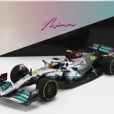 MINICHAMPS 1/18 MERCEDES GP | F1 W13E TEAM MERCEDES-AMG PETRONAS F1 N 44 6th MIAMI GP 2022 LEWIS HAMILTON | SILVER GREEN