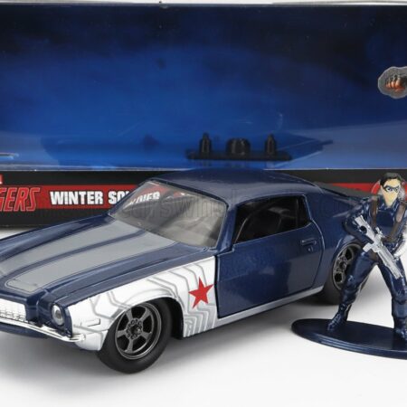 JADA 1/32 CHEVROLET | CAMARO COUPE 1973 WITH WINTER SOLDIER FIGURE | BLUE SILVER