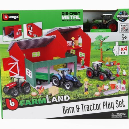 BURAGO 1/50 FENDT | SET FARM BARN & TRACTOR PLAY 1050 VARIO TRACTOR 2016 | GREEN