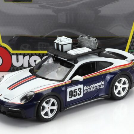 BURAGO 1/24 PORSCHE | 911 992 N 953 RALLY DAKAR ROUGHROADS 2023 | WHITE BLUE