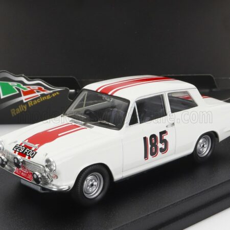 TROFEU 1/43 FORD ENGLAND | CORTINA GT N 185 RALLY MONTECARLO 1964 J.MANUSSIS - J.UREN | WHITE RED