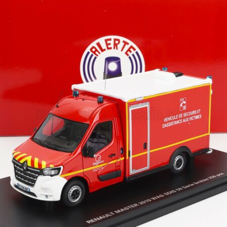 ALERTE 1/43 RENAULT | MASTER VAN WAS SDIS 59 VEHICULE DE SECOURS ET D'ASSISTANCE AUX VICTIMES AMBULANCE SAPEURS POMPIER 2019 | RED WHITE