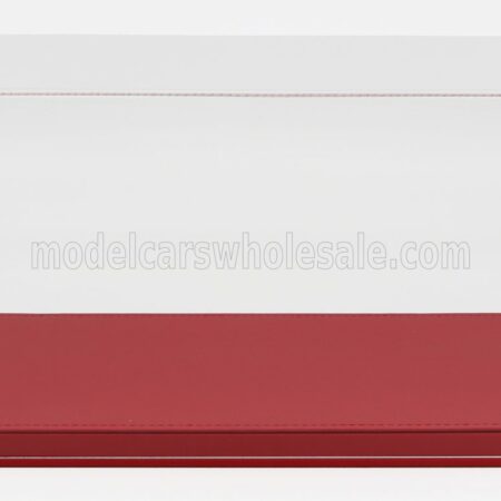 LUXBOX 1/18 VETRINA DISPLAY BOX | BASE IN ECOPELLE ROSSA - SYNTHETIC LEATHER BASE RED - Lungh.LENGHT 32.2 cm  X Largh.WIDTH 16.2 cm X Alt.HEIGHT 15.6 cm (altezza interna cm 13.5) | RED