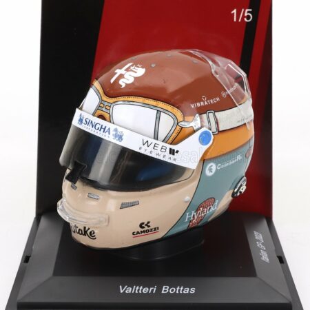 SPARK-MODEL 1/5 BELL HELMET | F1  CASCO HELMET ALFA ROMEO C43 TEAM STAKE N 77 MONZA ITALY GP 2023 VALTTERI BOTTAS | RED BLACK GOLD